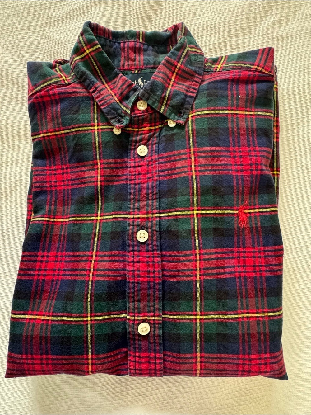 Ralph Lauren Red, Navy & Green Plaid Shirt size 16